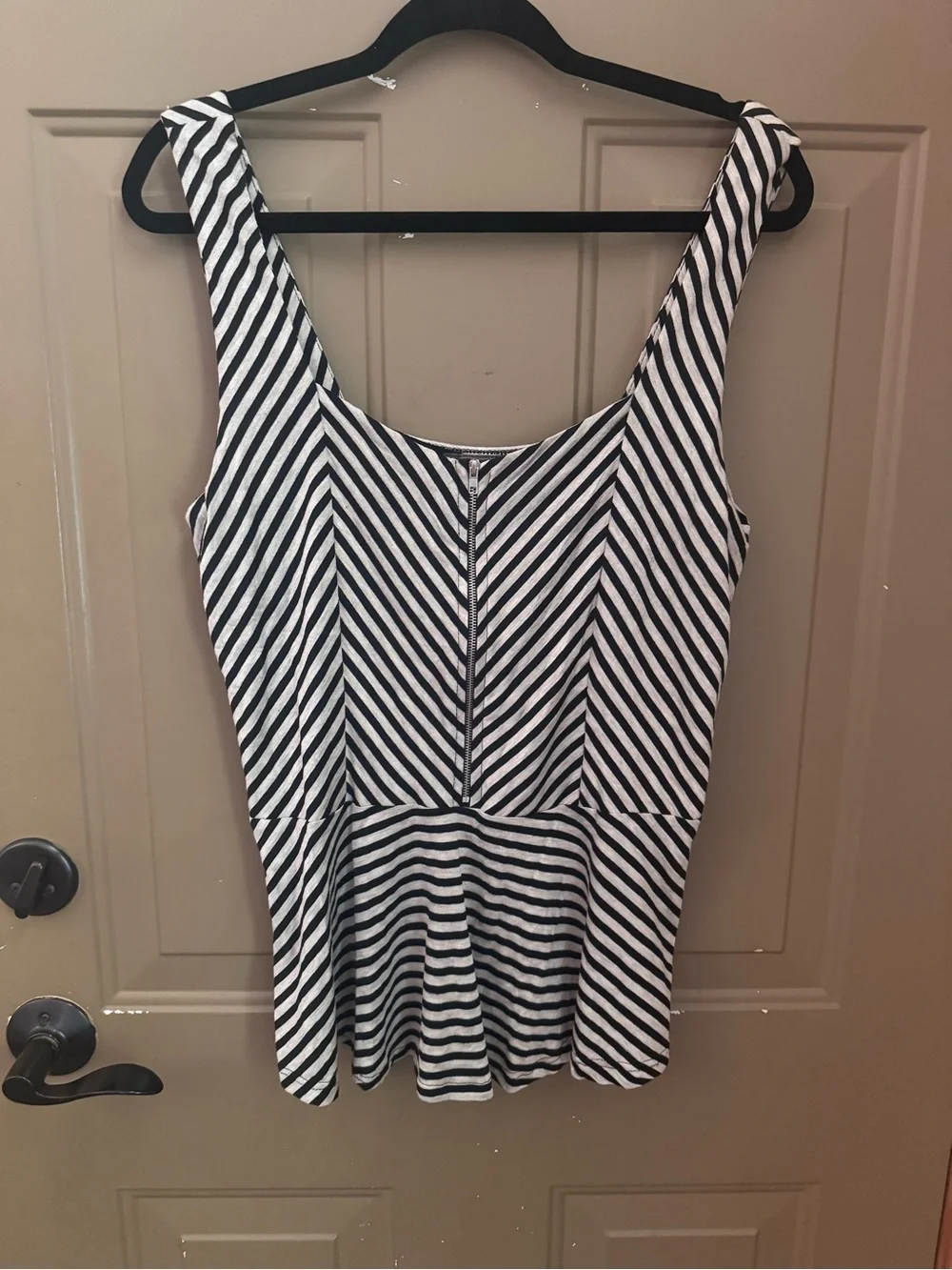 Striped Black & White Tank Top - Picture 1 of 4